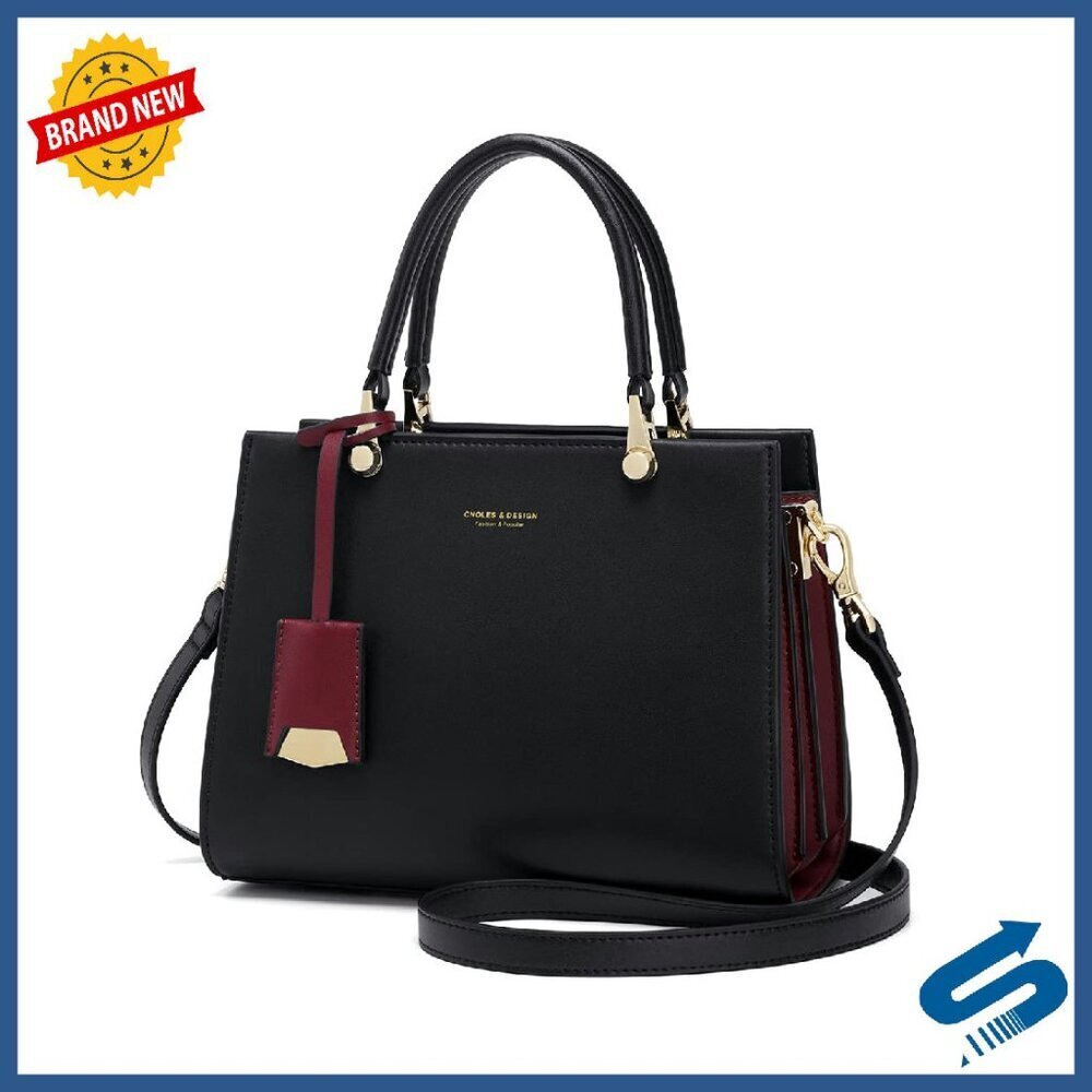 Large Genuine Leather Tote Bag with Multiple Compartments & Adjustable Strap